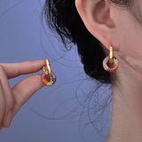 18K Gold-plated Zircon Colorful Hoop Earrings