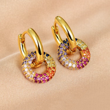 18K Gold-plated Zircon Colorful Hoop Earrings