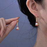 18K Gold-plated Zircon Colorful Spoon Pearl Earrings