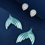 18K Gold-plated Zircon Fishtail Water Drop Earrings