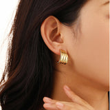 18K Gold-plated Zircon Geometric Earrings