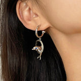 18K Gold-plated Zircon dolphin Earrings