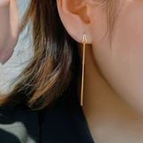 18K Gold Plated Water Drop Threader Earrings