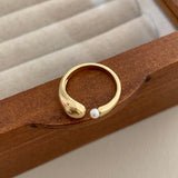 Gold Plated Artificial Pearl Two Piece Rings