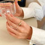 Gold Plated Artificial Pearl Two Piece Rings