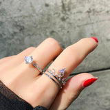 Gold Plated Valentine's Day Crown 2-in-1 Zircon Rings