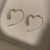 Heart Design Bling Heart Threader Earrings