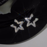 Silver Plated Bling Star Stud Earrings