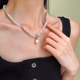 Silver Plated Double Layer Pearl Necklaces