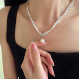 Silver Plated Double Layer Pearl Necklaces