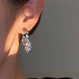 14K Gold-plated Leaf Zircon Earrings