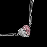 Silver Plated Silver Pink Love Magnetic Necklaces