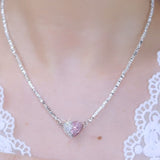 Silver Plated Silver Pink Love Magnetic Necklaces