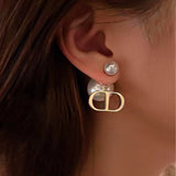 Silver Post 14K Gold-Plated CD Shell Beads Pearl Earrings