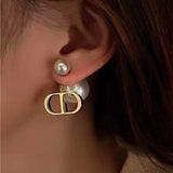 Silver Post 14K Gold-Plated CD Shell Beads Pearl Earrings