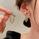 Silver Post 14K Gold-Plated Chain Earrings