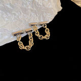 Silver Post 14K Gold-Plated Chain Earrings