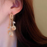 Silver Post 14K Gold-Plated Diamond Zircon Mesh Drop Earrings