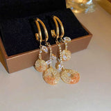 Silver Post 14K Gold-Plated Diamond Zircon Mesh Drop Earrings