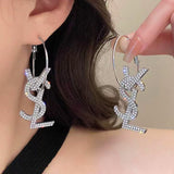 Silver Post 14K Gold-Plated Exaggerated Letter Earrings