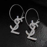 Silver Post 14K Gold-Plated Exaggerated Letter Earrings