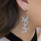 Silver Post 14K Gold-Plated Exaggerated Letter Earrings