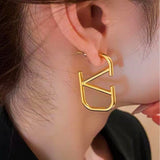 Silver Post 14K Gold-Plated Hollow Triangular Earrings