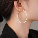 Silver Post 14K Gold-Plated Large Hoop Earrings