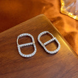 Silver Post 14K Gold-Plated Zircon Letter Earrings