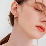 Silver Post 14K Gold Plated Zircon Sector Earrings