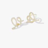 Silver Post 14K Gold Plated Zircon Sector Earrings