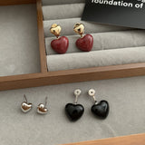 Silver Post 14k Gold-Plated Heart-Design Earrings