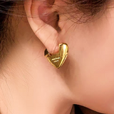 Silver Post 18K Gold-Plated Heart Stud Earrings