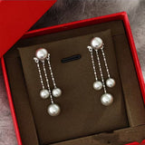 Silver Post Artificial Gray Pearl Earrings