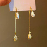 Silver Post Artificial Pearl Jacket Earrings