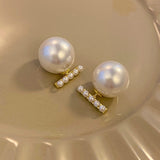 Silver Post Artificial Pearl Stud Earrings