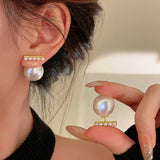 Silver Post Artificial Pearl Stud Earrings