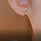 Silver Post Bee And Daisy Flower Stud Earrings