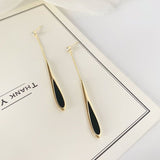 Silver Post Black Water Drop Earrings