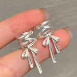 Silver Post Bow Ear Cuffs