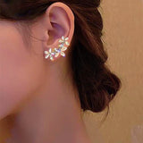 Silver Post Rhinestone Flower Earrings