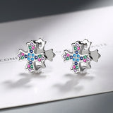 Silver Post Diamond Cross Stud Earrings