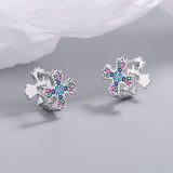 Silver Post Diamond Cross Stud Earrings