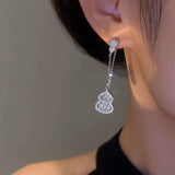 Silver Post Diamond Gourd Earrings