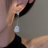 Silver Post Diamond Gourd Earrings