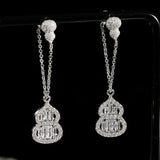 Silver Post Diamond Gourd Earrings