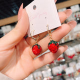 Silver Post Diamond Strawberry Earrings