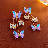 Silver Post Diamond Zircon Butterfly Earrings