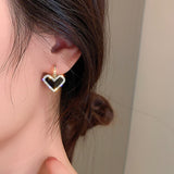 Silver Post Diamond Zircon Love Heart Earrings