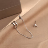 Silver Post Ear Cuff Earrings